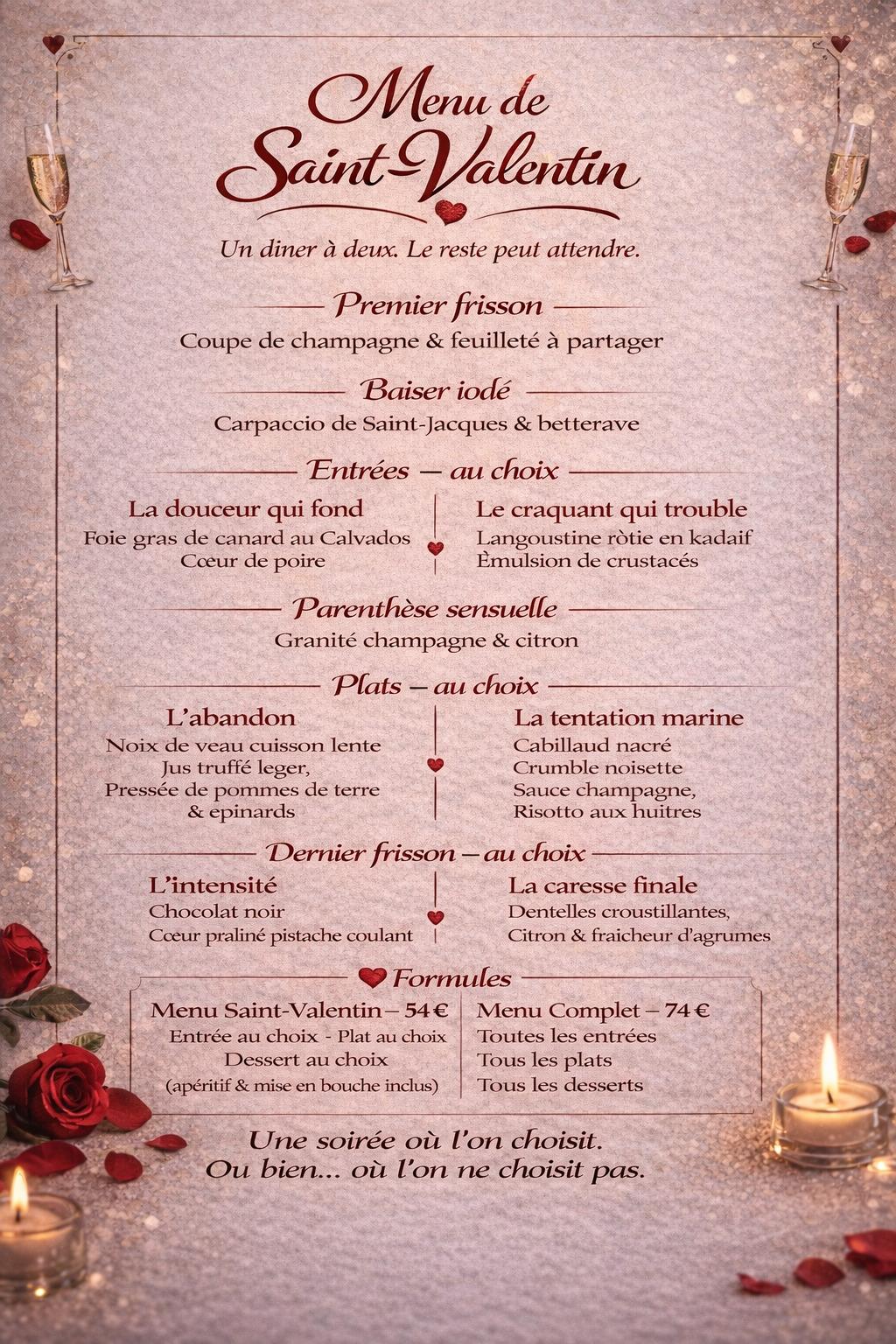 menu tous le week-end vendredi soir samedi midi et soir et dimanche midi